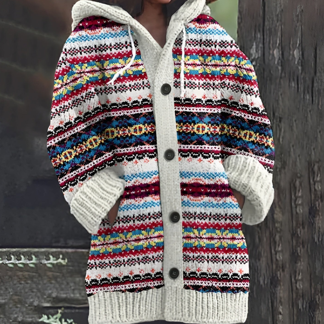 Femme Tricot Long Cardigan Chaud | Avec Capuche