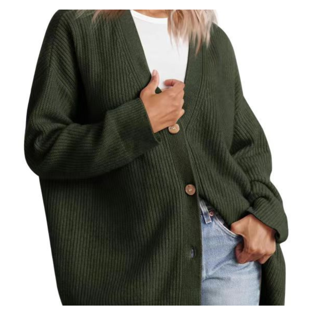Femme Tricot Bouton Duvet Cardigan Chaud | Manches Longues