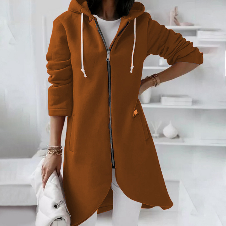 Veste Longue D'hiver À Capuche Pour Femme | Fermeture Éclair