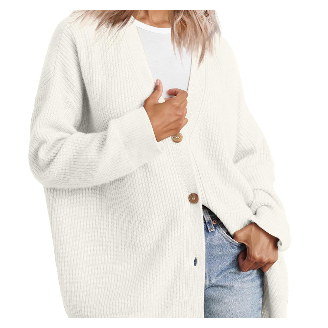 Femme Tricot Bouton Duvet Cardigan Chaud | Manches Longues