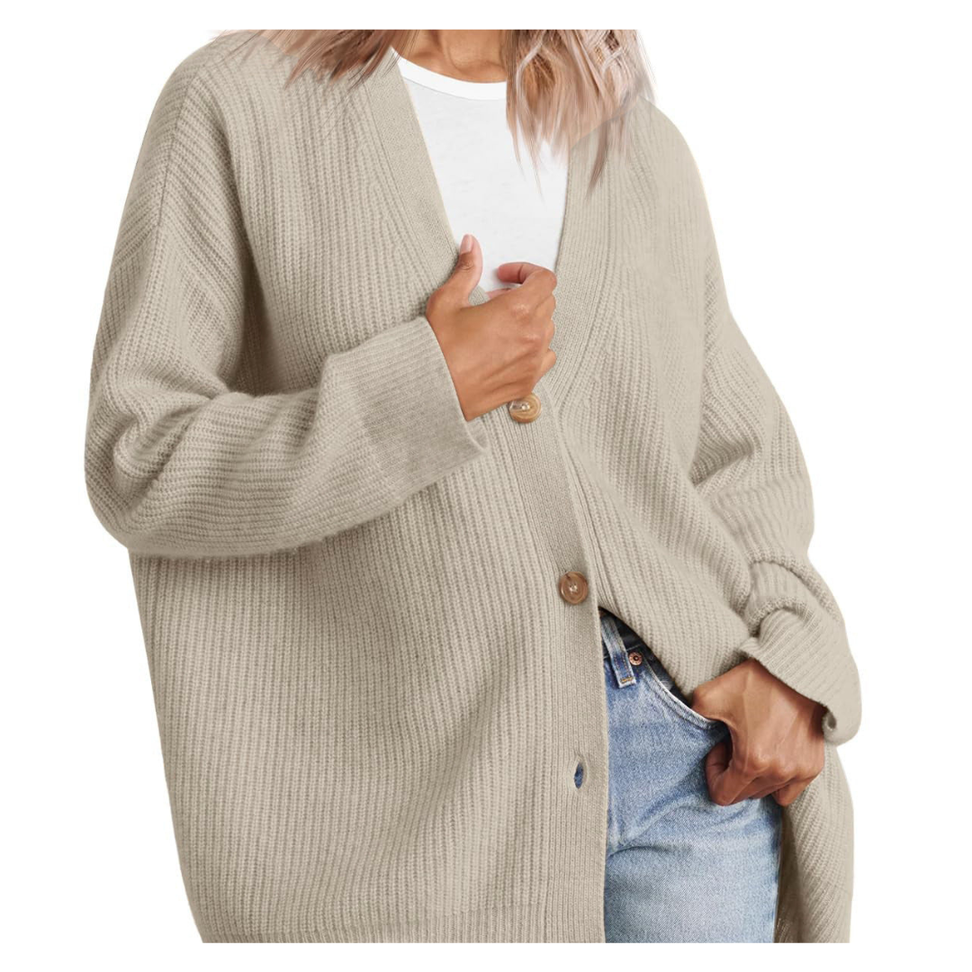 Femme Tricot Bouton Duvet Cardigan Chaud | Manches Longues
