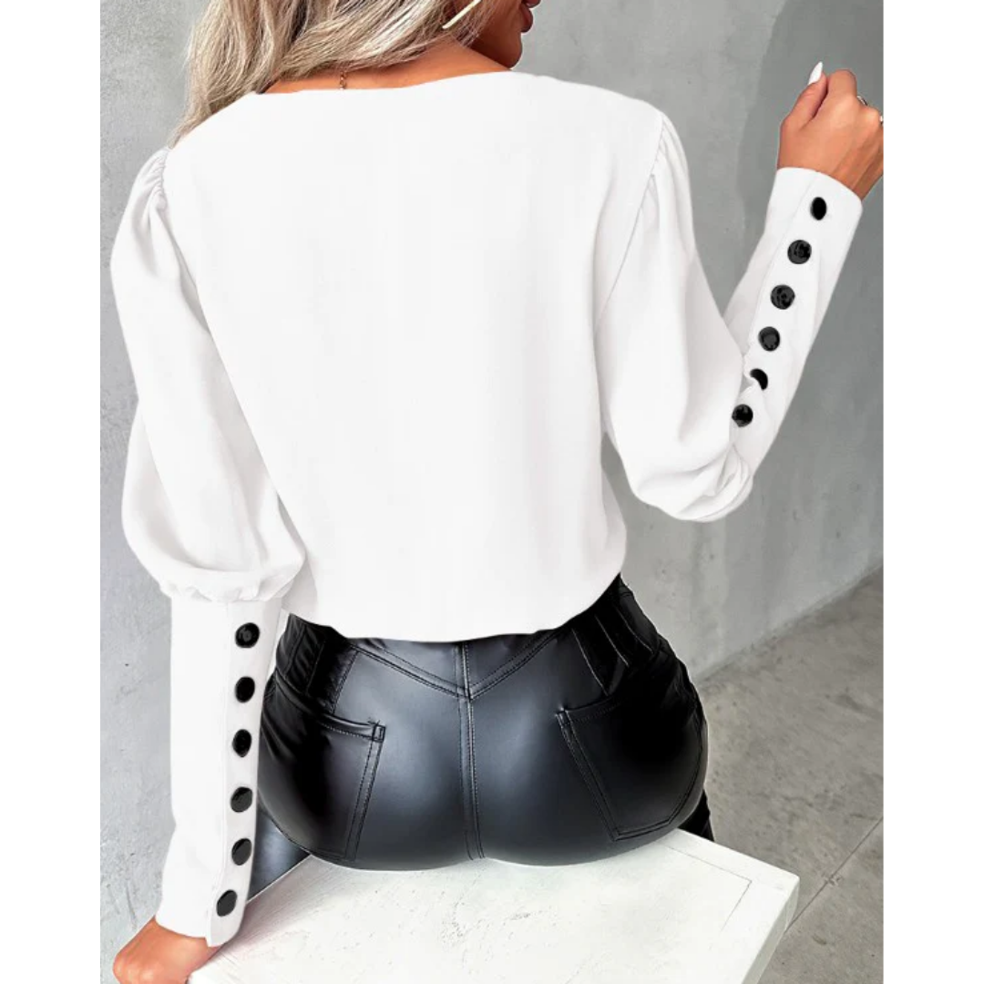 Haut Formel à Manches Gigot Avec Boutons Pour Femmes | Manches Longues