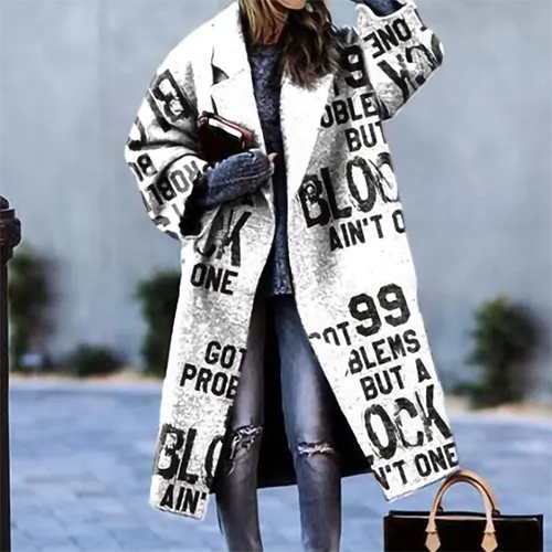 Manteau D'hiver Imprimé Surdimensionné Pour Femmes | Long