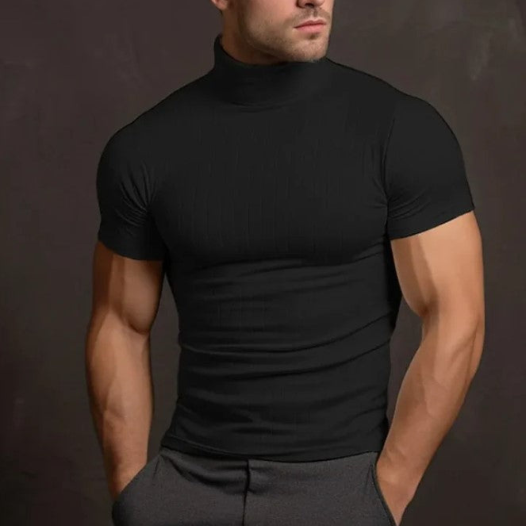 Émilo | Chemise À Col Roulé Pour Hommes | Manches Courtes