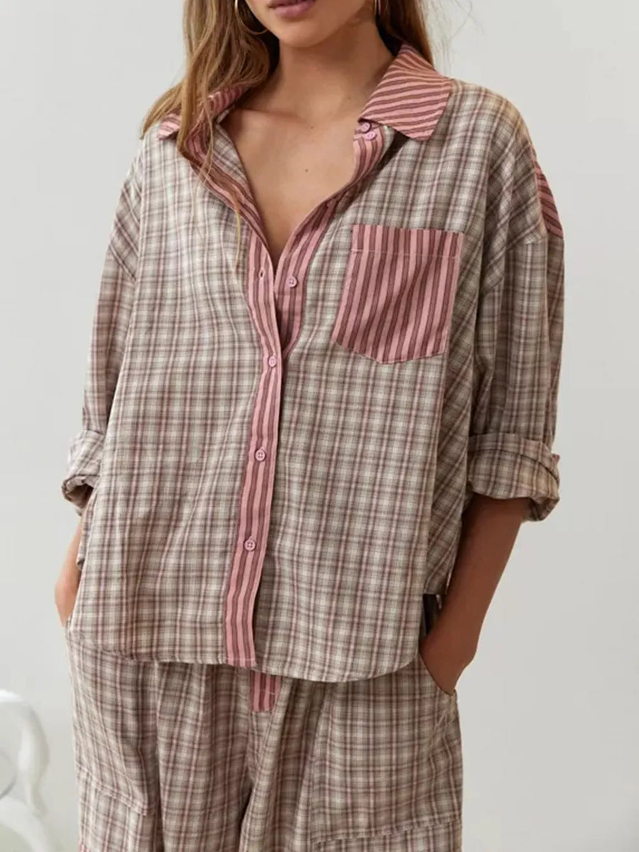 Pyjama Deux Pièces Confortable Pour Femmes | Ecossais