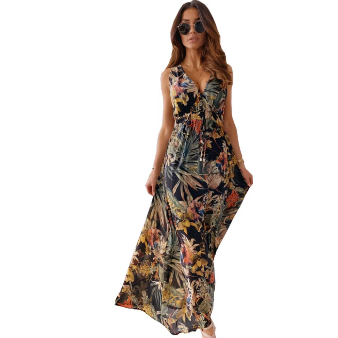 Robe D'été Sans Manches à Fleurs Pour Femmes | Maxi