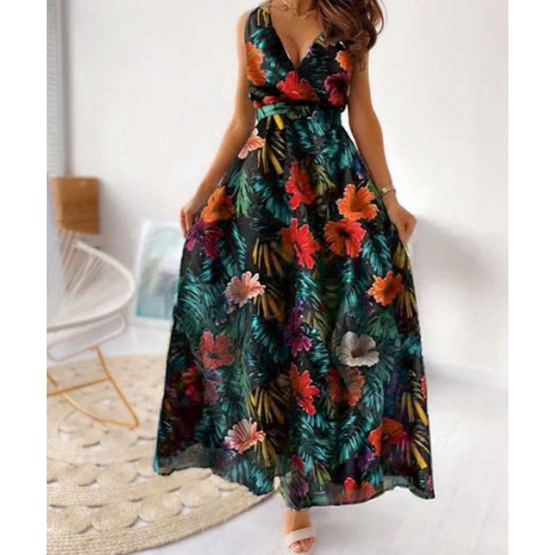 Robe D'été Sans Manches à Fleurs Pour Femmes | Maxi