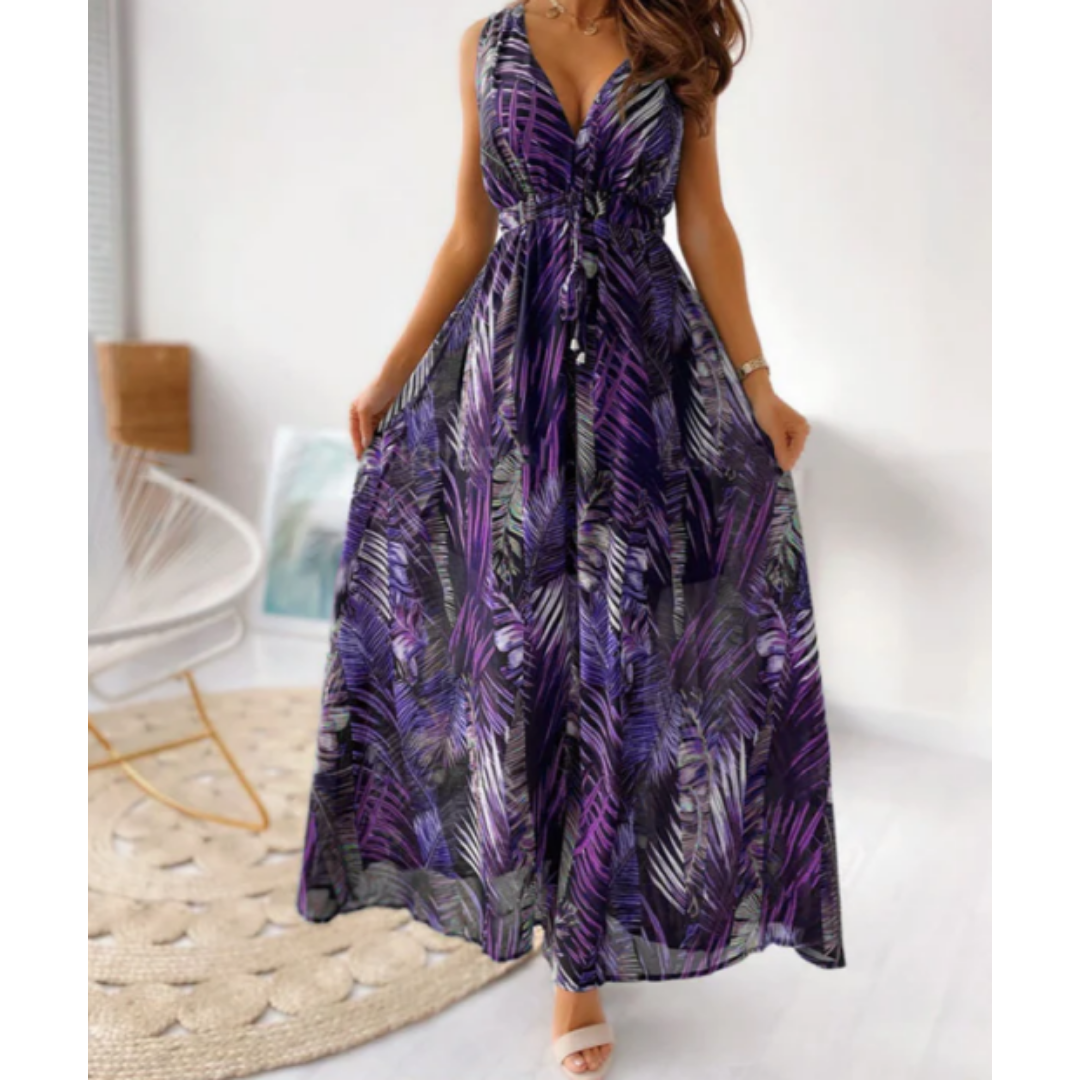 Robe D'été Sans Manches à Fleurs Pour Femmes | Maxi
