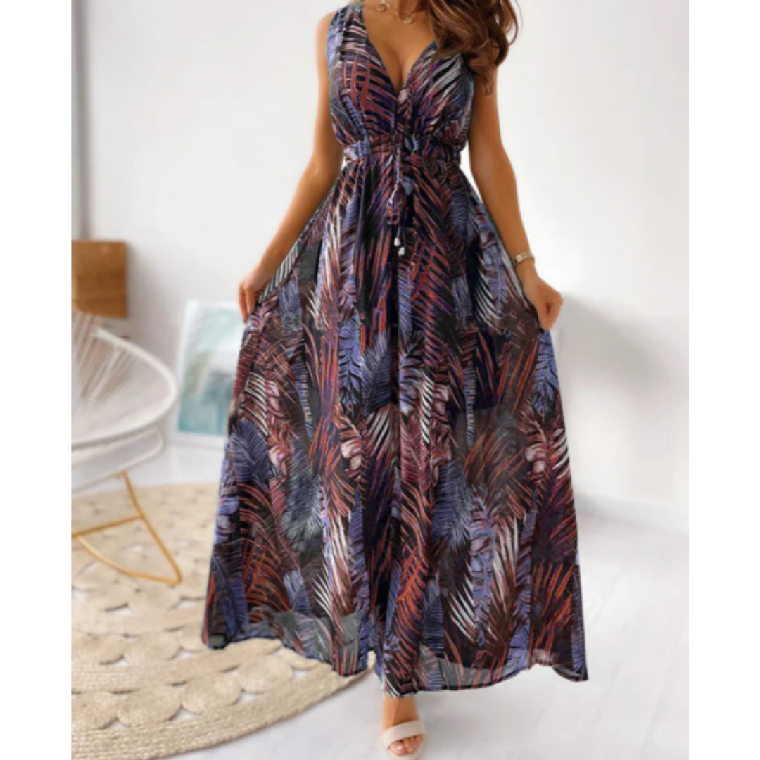Robe D'été Sans Manches à Fleurs Pour Femmes | Maxi