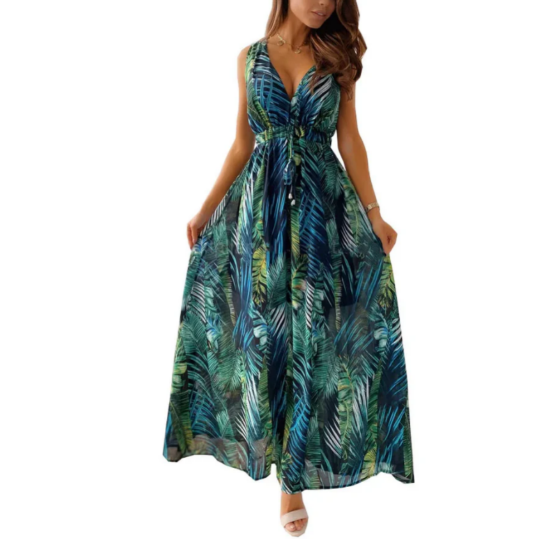 Robe D'été Sans Manches à Fleurs Pour Femmes | Maxi