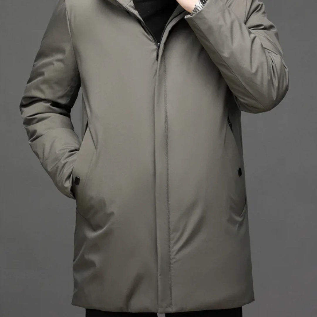 Hommes Hiver Capuche Veste Longue | Fermeture Éclair