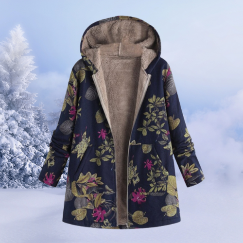 Veste Longue D'hiver À Imprimé Floral Pour Femme | Capuche