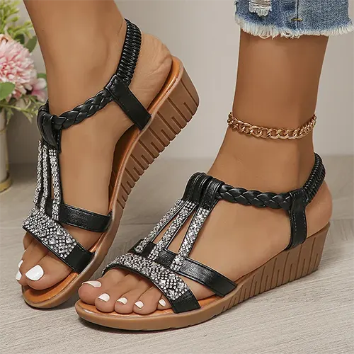 Sandales D'été Élégantes À Semelle Compensée Pour Femmes | Tendance