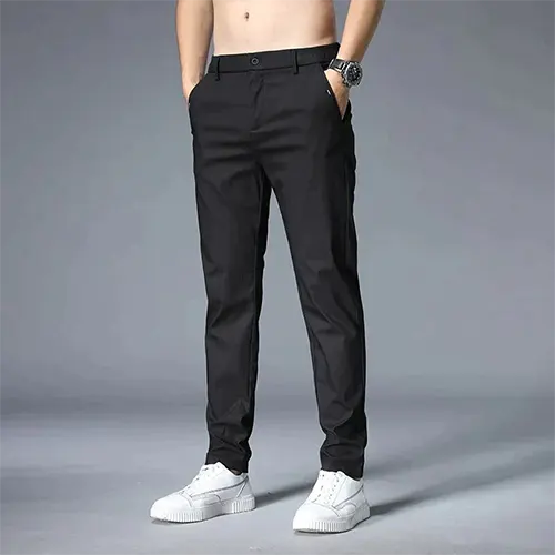 Pantalon Décontracté À Coupe Droite Pour Hommes | Taille Haute
