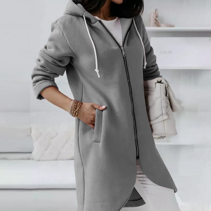 Veste Longue D'hiver À Capuche Pour Femme | Fermeture Éclair