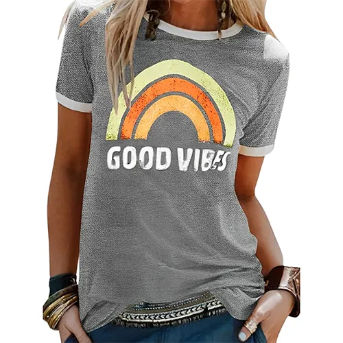 T-shirt D'été Graphique Pour Femmes | Manches Courtes