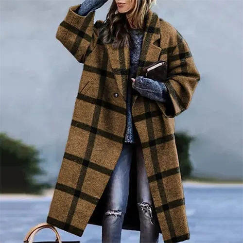 Manteau D'hiver Imprimé Surdimensionné Pour Femmes | Long