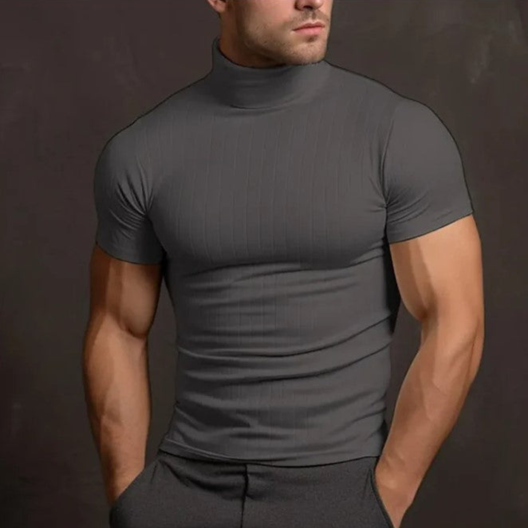 Émilo | Chemise À Col Roulé Pour Hommes | Manches Courtes