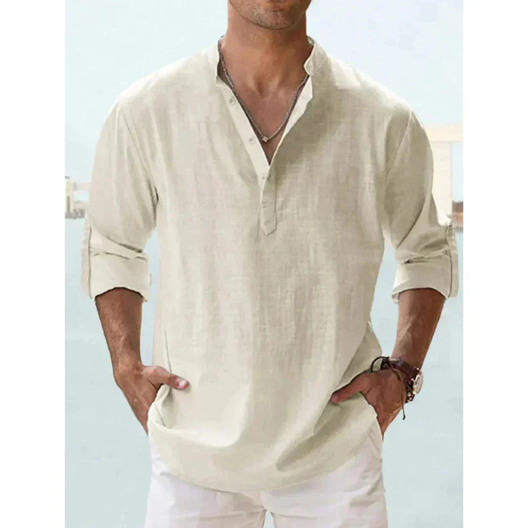 Chemise Henley Décontractée À Manches Longues Pour Homme | Été