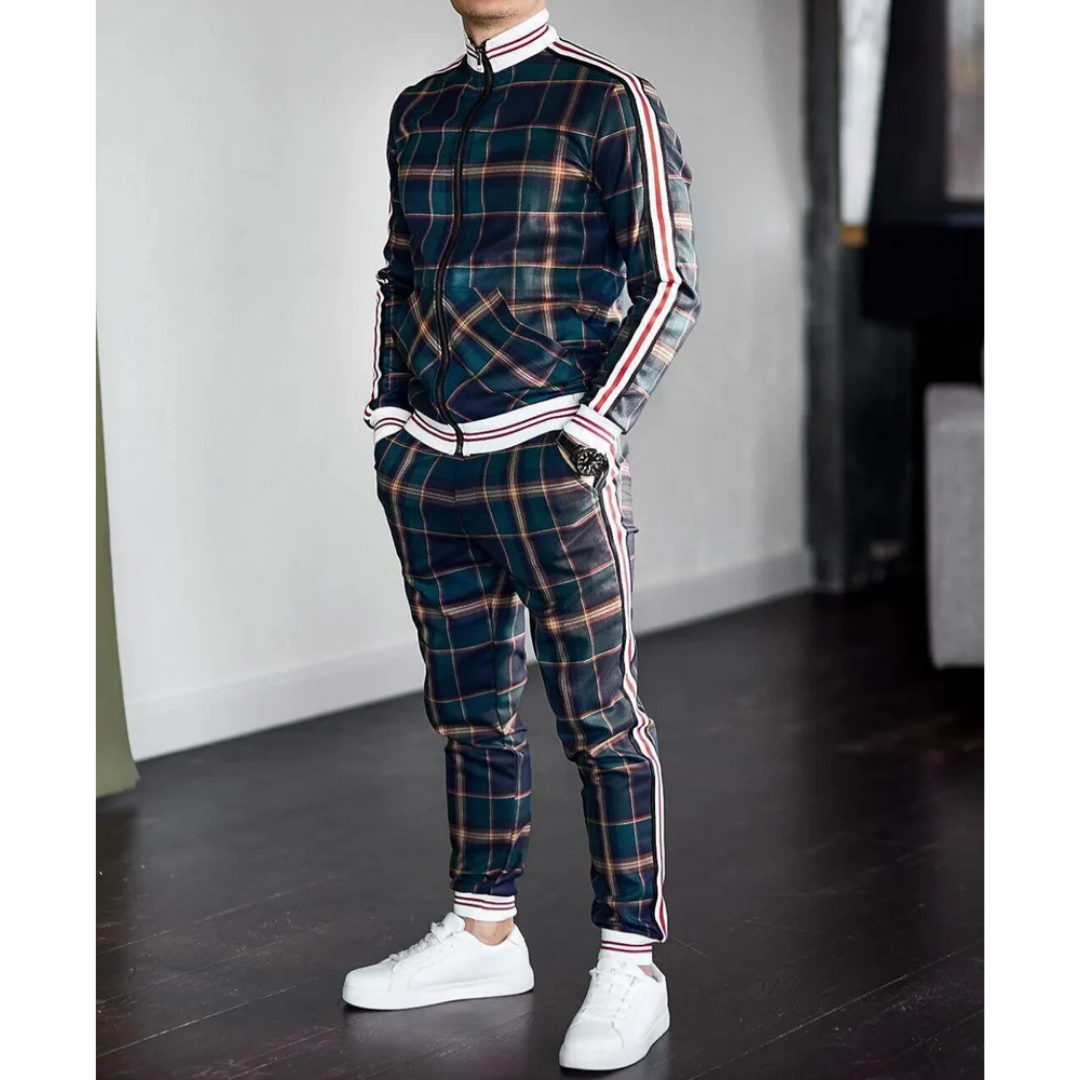 Hommes Ensemble Deux Pièces À Carreaux | Confortable