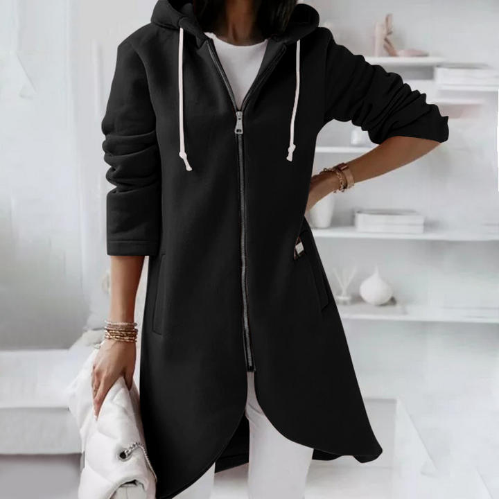 Veste Longue D'hiver À Capuche Pour Femme | Fermeture Éclair