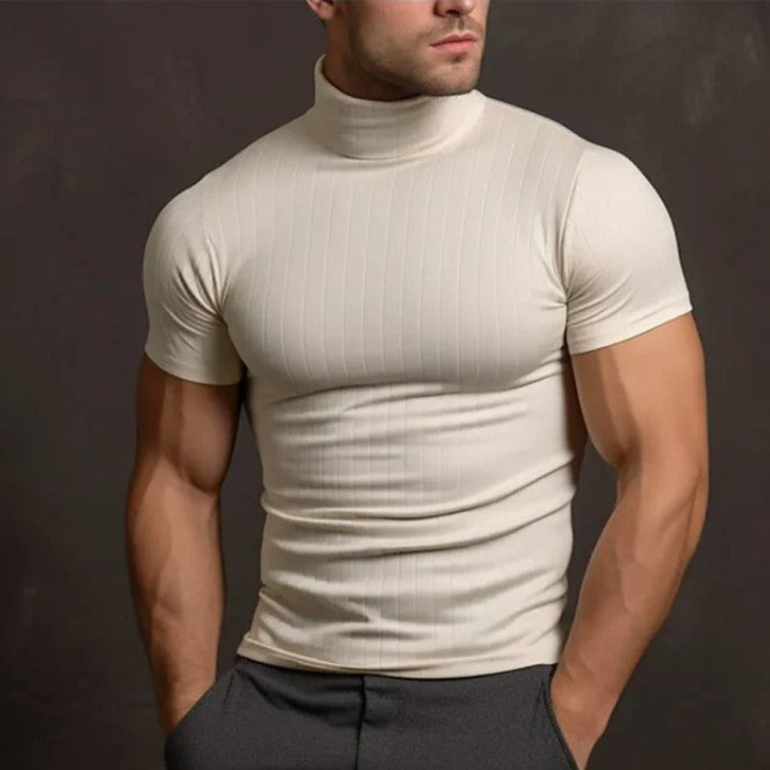 Émilo | Chemise À Col Roulé Pour Hommes | Manches Courtes