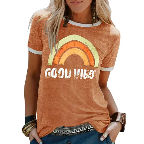 T-shirt D'été Graphique Pour Femmes | Manches Courtes