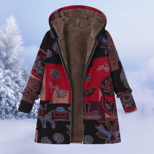Veste Longue D'hiver À Imprimé Floral Pour Femme | Capuche