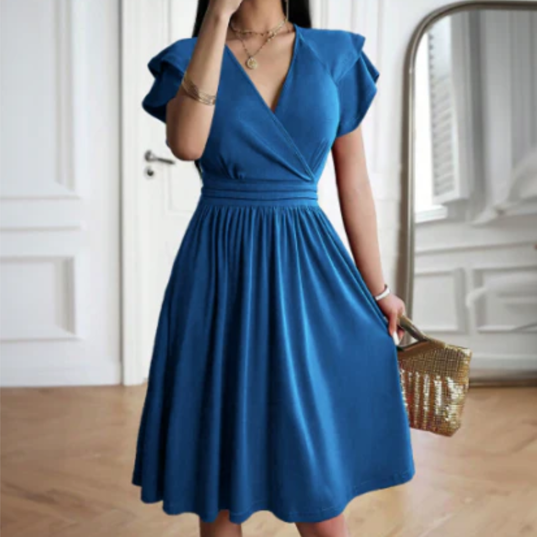 Femmes Robe Manches Courtes À Col V | Mini