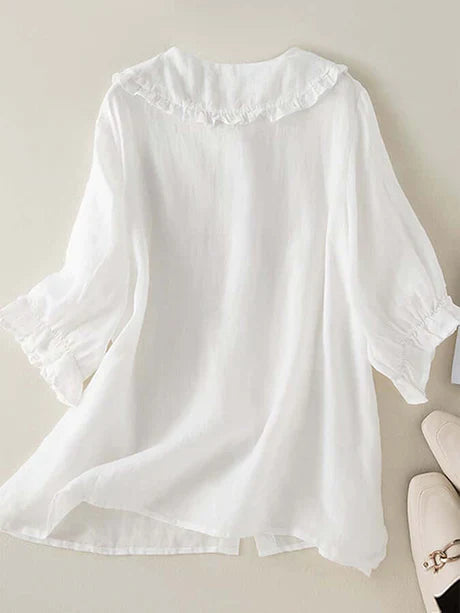 Chemise D'été Confortable À Manches Courtes Et Col De Poupée Pour Femmes | Chic