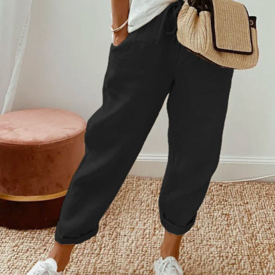Pantalon Court Décontracté À Pompons Pour Femme | Jambe Large
