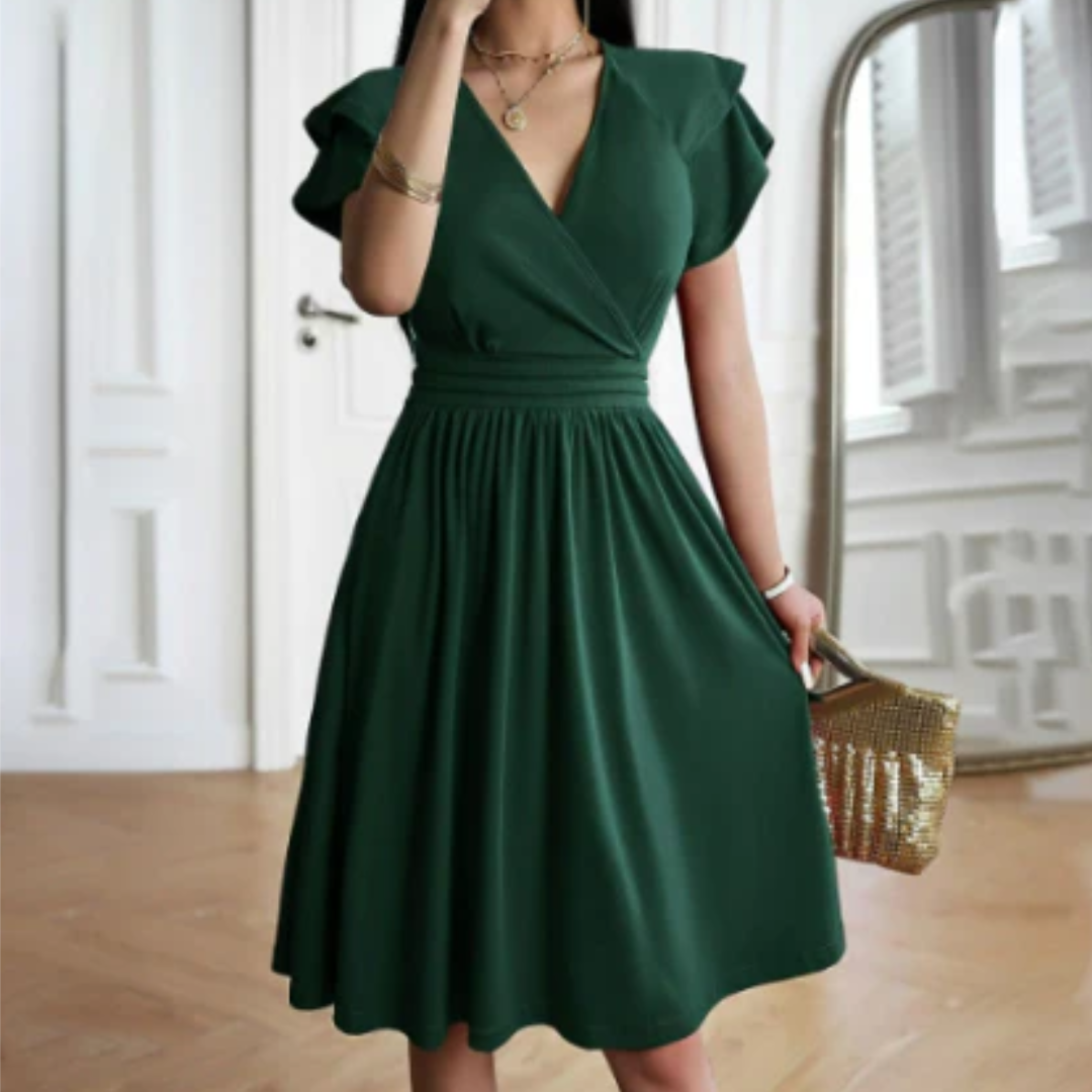 Femmes Robe Manches Courtes À Col V | Mini