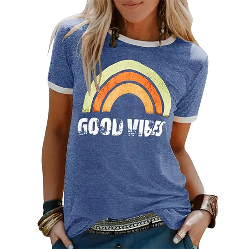 T-shirt D'été Graphique Pour Femmes | Manches Courtes