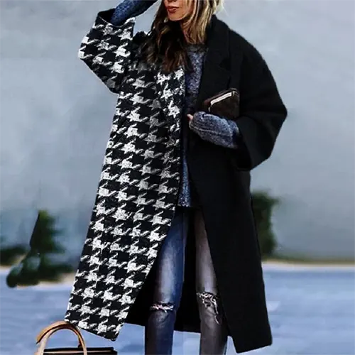 Manteau D'hiver Imprimé Surdimensionné Pour Femmes | Long