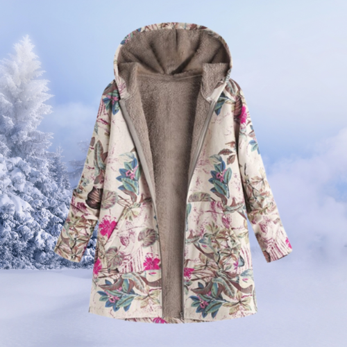 Veste Longue D'hiver À Imprimé Floral Pour Femme | Capuche