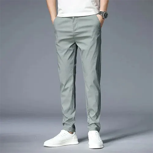 Pantalon Décontracté À Coupe Droite Pour Hommes | Taille Haute