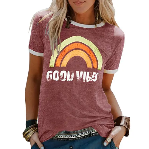 T-shirt D'été Graphique Pour Femmes | Manches Courtes