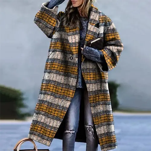 Manteau D'hiver Imprimé Surdimensionné Pour Femmes | Long
