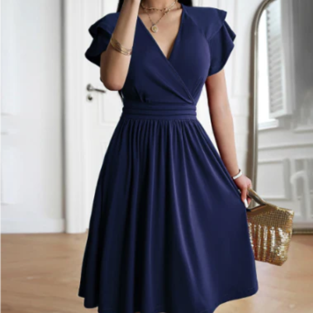 Femmes Robe Manches Courtes À Col V | Mini