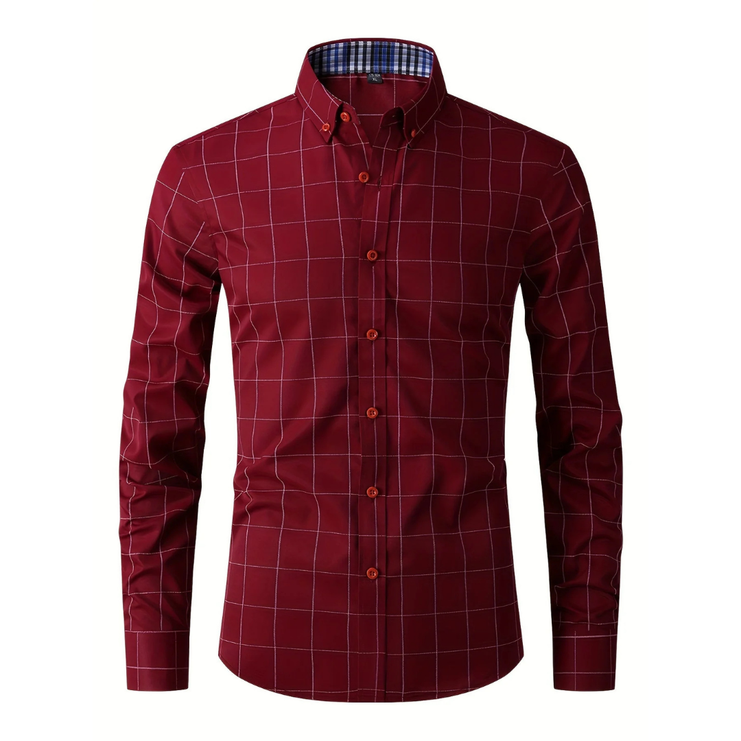 Hommes Manches Longues À Carreaux Bouton Chemise Duvet | Bouton Duvet