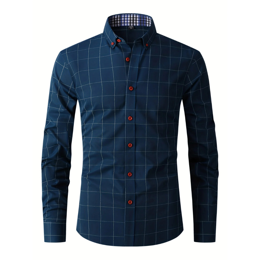 Hommes Manches Longues À Carreaux Bouton Chemise Duvet | Bouton Duvet