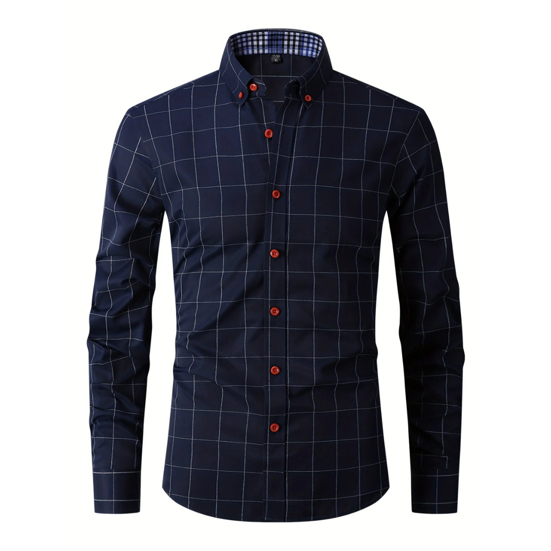 Hommes Manches Longues À Carreaux Bouton Chemise Duvet | Bouton Duvet