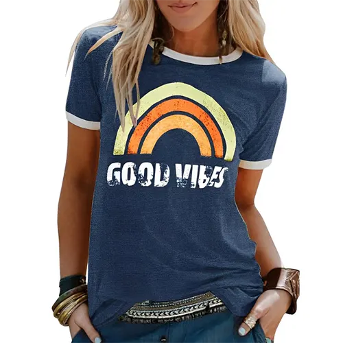 T-shirt D'été Graphique Pour Femmes | Manches Courtes