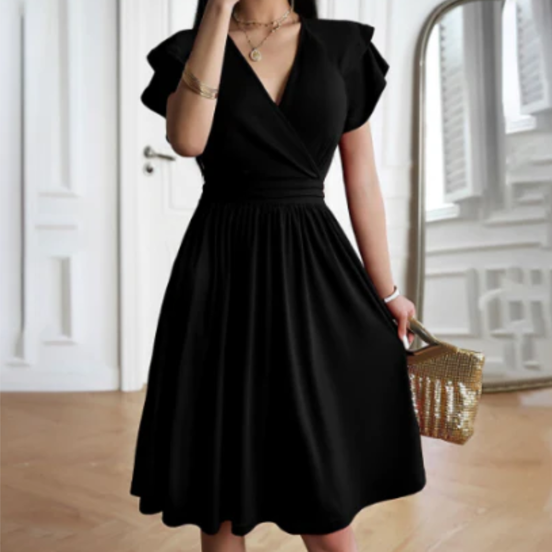 Femmes Robe Manches Courtes À Col V | Mini