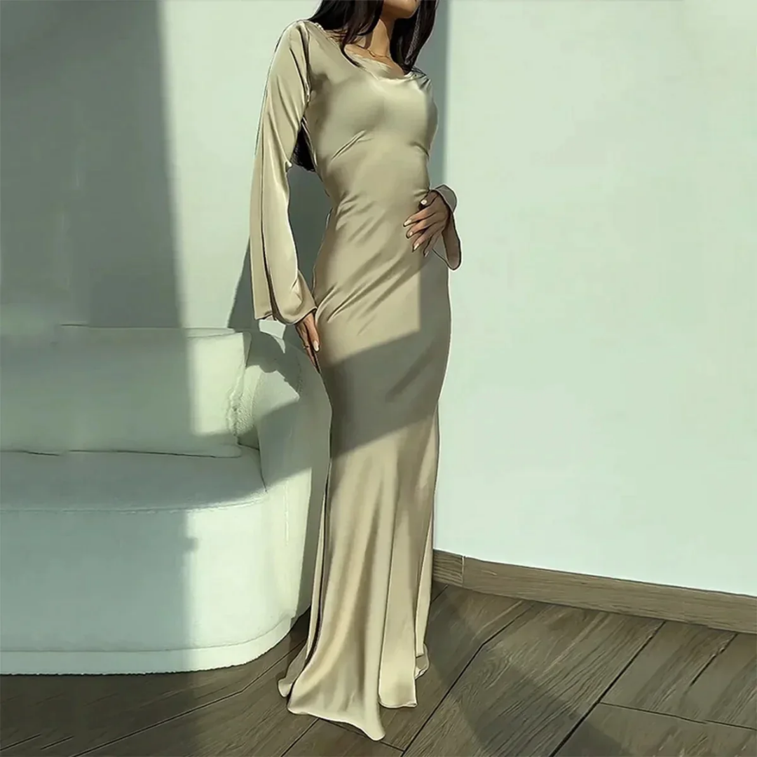 Robe élégante Et Ajustée à Manches Longues Pour Femmes | Maxi