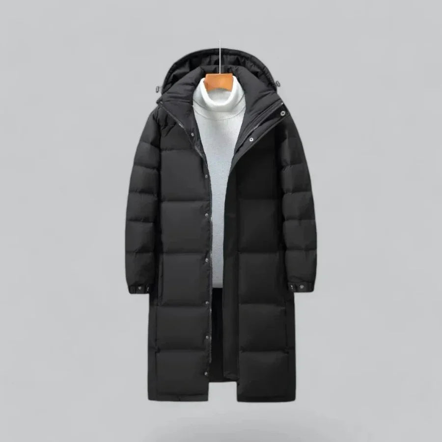 Hommes Capuche Bouton Doudoune | Longue
