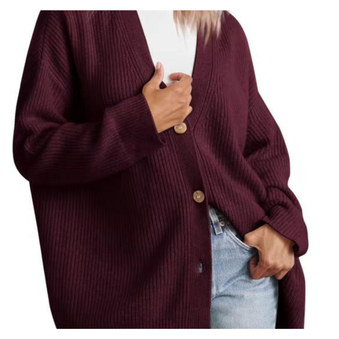Femme Tricot Bouton Duvet Cardigan Chaud | Manches Longues
