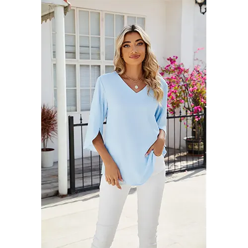 Chemisier De Vacances Chic Pour Femmes | Col V
