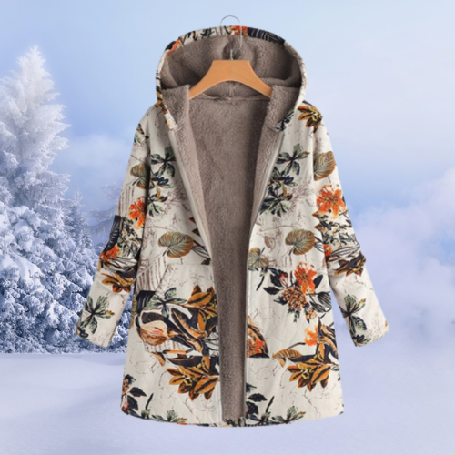 Veste Longue D'hiver À Imprimé Floral Pour Femme | Capuche