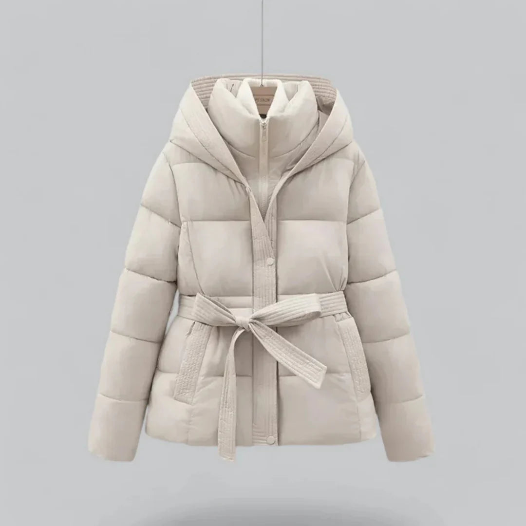 Femmes Hiver Ceinture Capuche Veste | Court